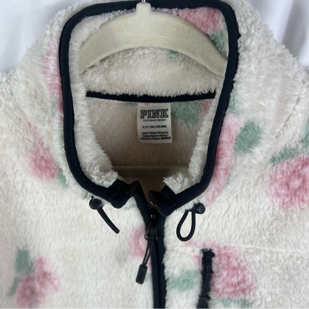 PINK Victoria's Secret Floral Half Zip Pullover Fleece Sweater - Picture 3 of 6